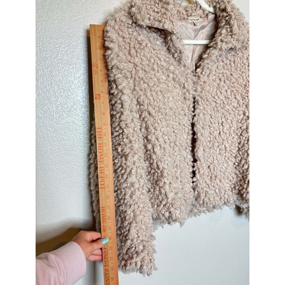 Max Studio Womens Beige Curly Faux Fur Jacket Coat Size L 9708Z22 Champagne - Picture 7 of 8